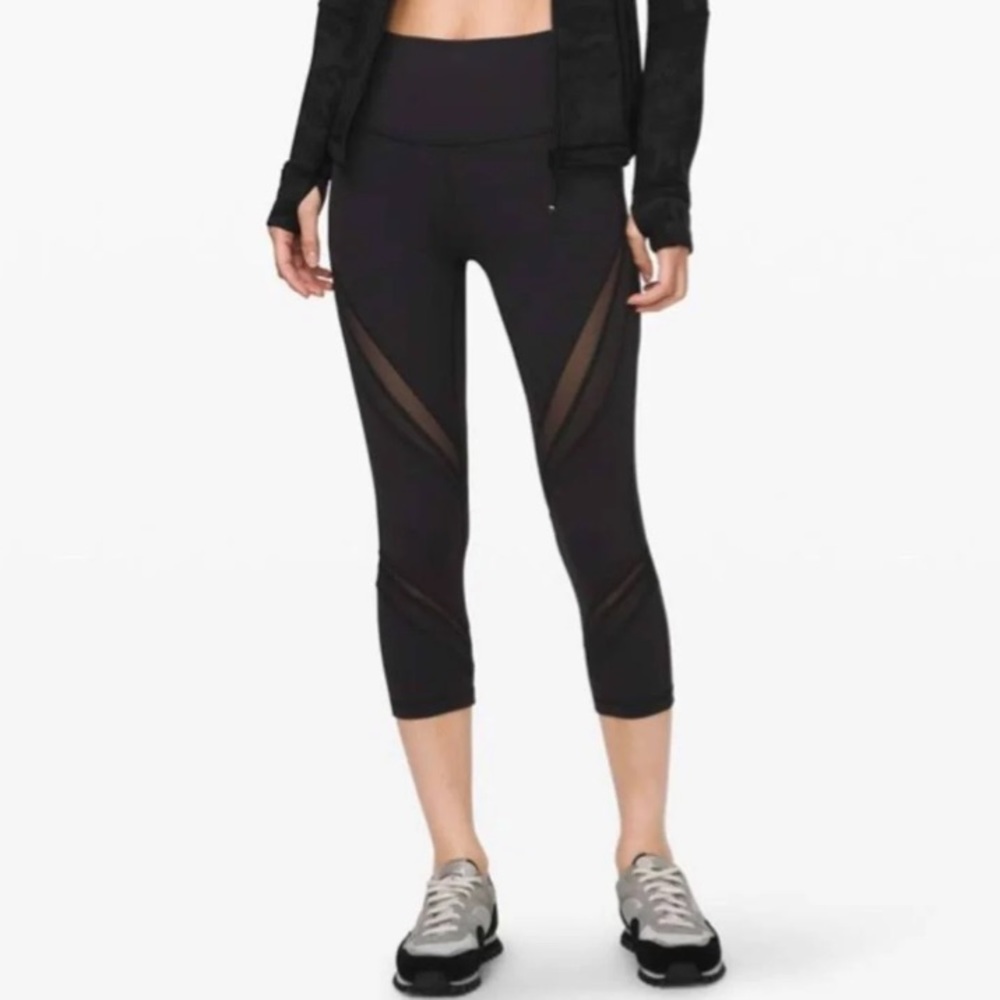 Lululemon Wunder Under High Rise Crops Mesh